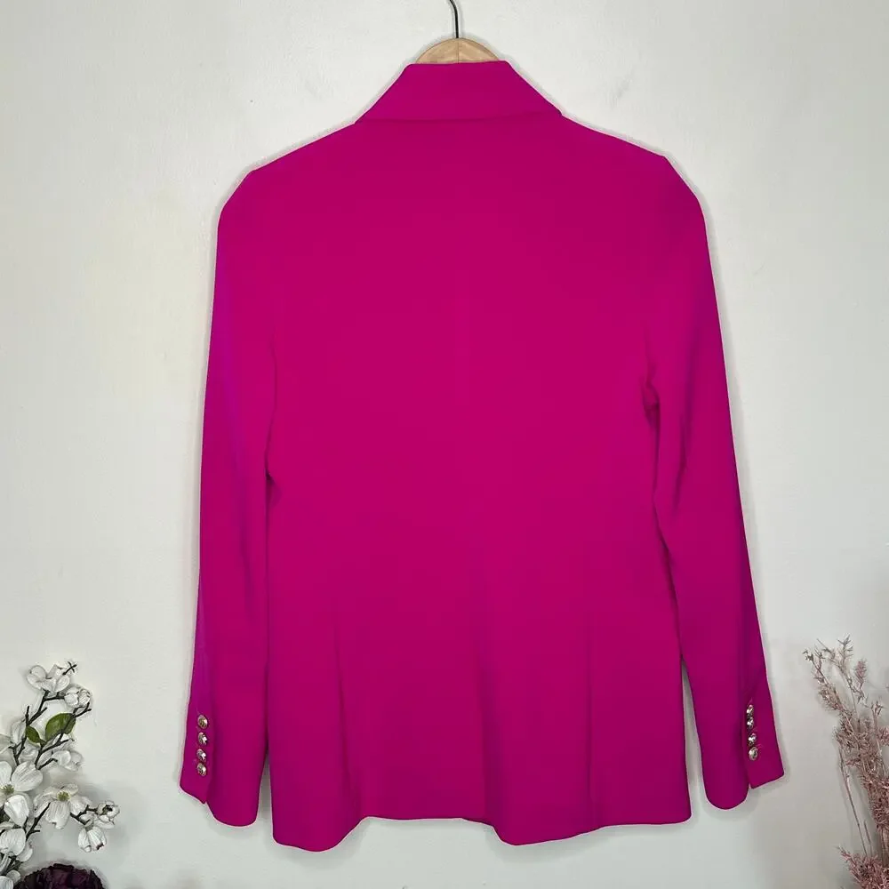GENERATION LOVE Leighton Crepe Double Breast Blazer Hot Pink Magenta Sz S {KK1} - Picture 6 of 8
